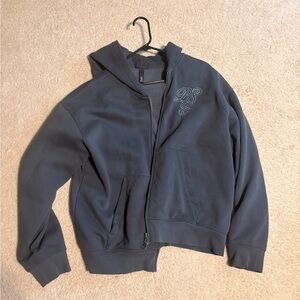 Blue H&M streetwear Zip-Up Hoodie